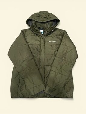 Columbia Olive Green Quilted Hooded Jacket